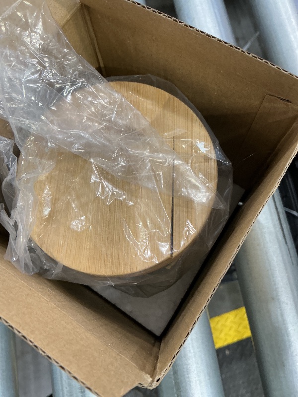 Photo 1 of ***SEE CLERK COMMENTS*** MKOSAB Qtip Holder for Bathroom ,Bathroom Canisters for Cotton Balls,Swabs,Floss Picks,Hair Ties,Mosaic Glass Apothecary Jars with Lids ,Vanity Organizer and Storage,Coastal Decor with Shells (Blue)