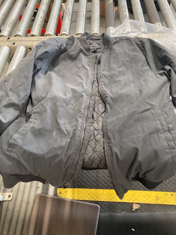 Photo 1 of **HAS STAINS**MAGNIVIT Men's Bomber Varsity Jacket Windproof Warm Quilted Zipper Classic Multi-Pocket Winter Coat Dark Grey US M