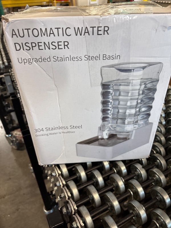 Photo 1 of ** MISSING CAP** Sfozstra Automatic Dog Water Dispenser: 8L Large Gravity Light Gray Waterer with Stainless Steel Bowl - 100% BPA-Free - Suitable for Pet Owners Garden/Apartment