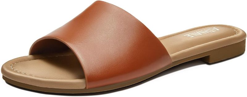 Photo 1 of ***ORANGE***ATHMILE Sandals for Women 2025 One Band Womens Sandals Dressy Open Toe Flats Summer Slides for Casual Party Cute Beach
