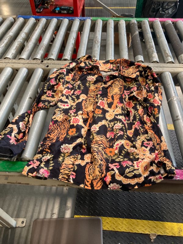 Photo 1 of ***MISSING PANTS***Fenghualzzniya Women Satin Pajama Set Floral Silk Pajamas 2 Piece Lounge Sets Button Down Shirts Wide Leg Pants Pjs Sleepwear, Floral Black, Large