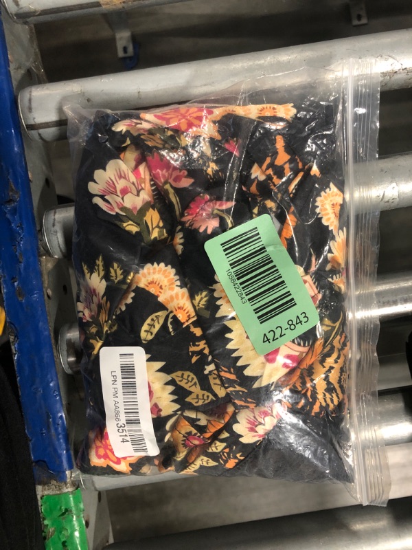 Photo 1 of ***MISSING PANTS***Fenghualzzniya Women Satin Pajama Set Floral Silk Pajamas 2 Piece Lounge Sets Button Down Shirts Wide Leg Pants Pjs Sleepwear, Floral Black, Large