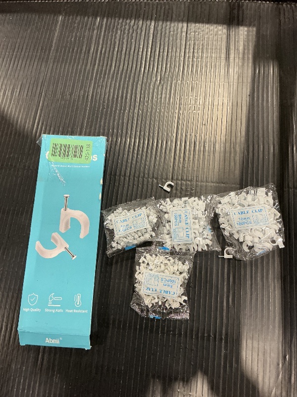 Photo 1 of Abnii Cable Clips, 400 Pcs, 4mm 6mm 8mm 10mm, Wire Wall Clips with Steel Nails, Ethernet Cable Clips, Cable Tacks Coax Cable Clips, RG6 RG59 CAT6 RJ45 Cable Cord Clips, White…