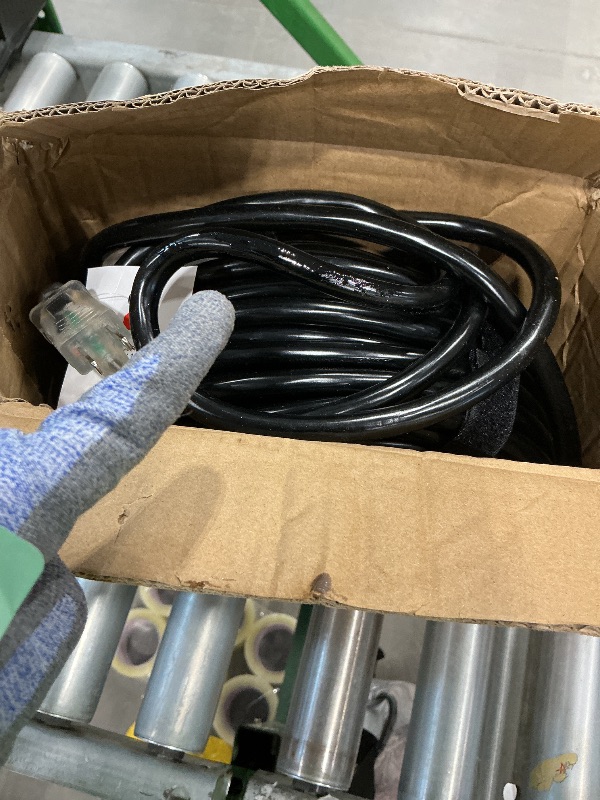 Photo 1 of 12/3 100 FT Heavy Duty Outdoor Extension Cord Waterproof with Lighted End,Black 12 Gauge Extension Cord Flexible and Cold Resistant 3 Prong Grounded Plug,15Amp 1875W SJTW ETL Listed