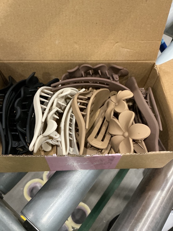 Photo 1 of 12 Pcs Flat Hair Clips for Women - 3 Styles Flat Claw Clips for Thin Thick Hair, Strong Hold Hair Accessories