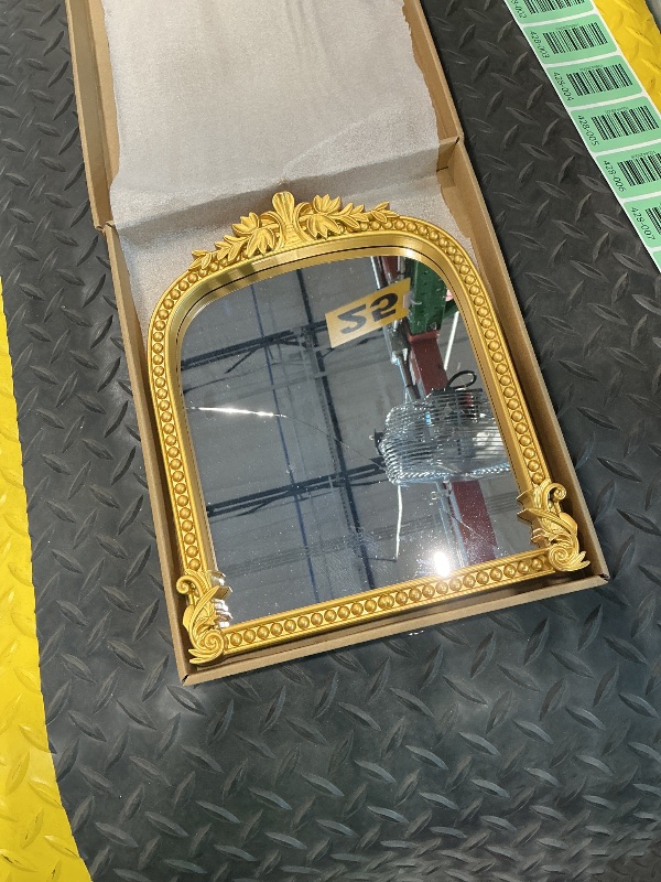 Photo 1 of ***SEE CLERK COMMENTS*** LuHeToz Gold Plastic Arched Makeup Mirror, Standing, Hanging or Wall Mount, Bathroom, Living Room, Bedroom Gold Decorative Mirror (10.6 * 8.6 inch)