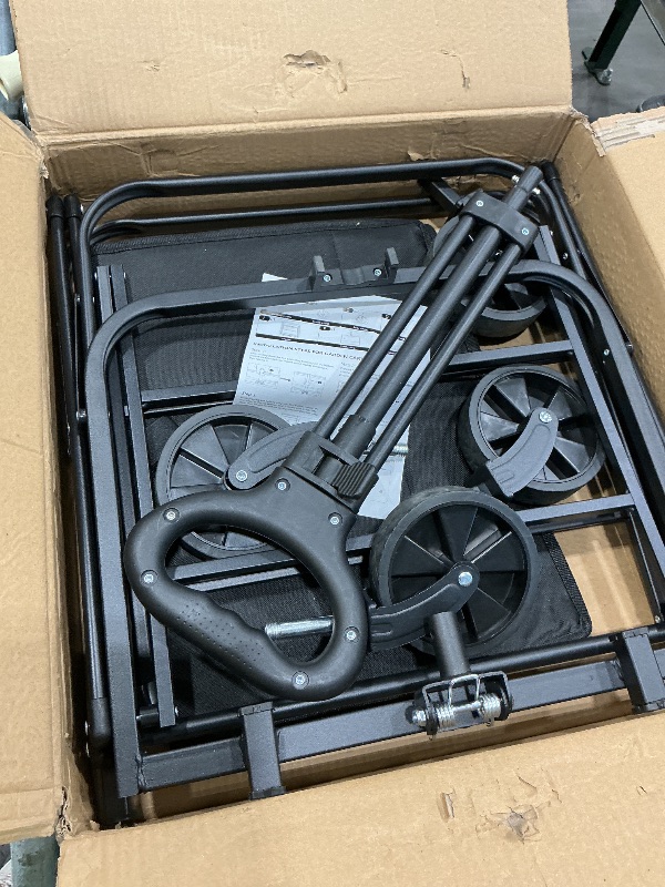 Photo 1 of **UNKNOWN MISSING PIECES**Collapsible Wagon 220 lbs, Heavy Duty Wagon Carts Foldable, Portable Wagons for Groceries, Beach Cart with All-Terrain Wheels & Drink Holders, Utility Wagon for Shopping, Sports, Camping, Black