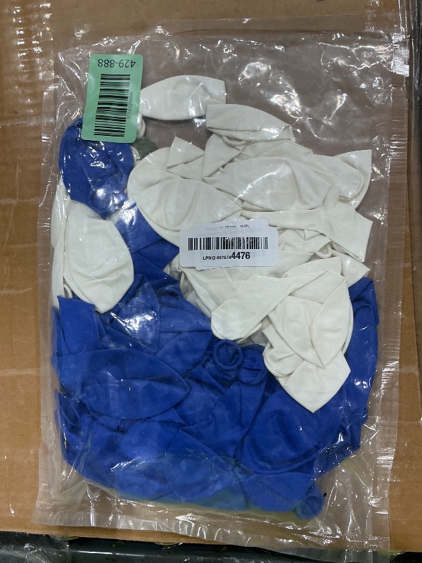 Photo 1 of 100pcs Royal Blue and White Latex Balloons 12 Inch w/Ribbon for Birthday Graduation Anniversary Wedding Bridal Shower Celebration Party Decorations Supplies