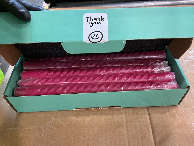 Photo 1 of 10 Inch Hot Pink Taper Candle Set, 10 Pack Unscented Dripless Valentine Taper Candles Candlesticks for Dinner Parties Wedding Home Decoration Picnic