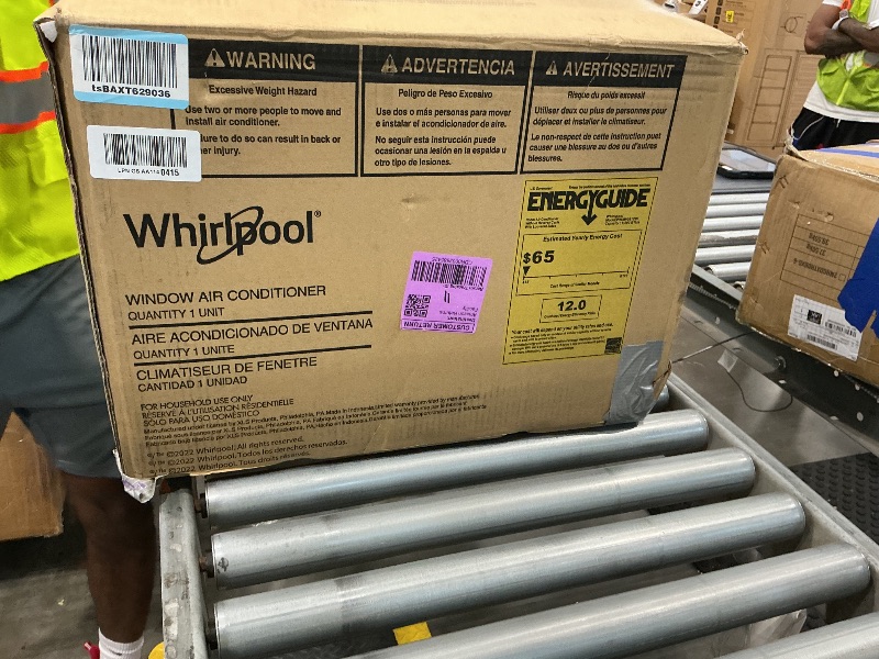Photo 1 of ** sold as is no refund/return** Whirlpool 8,000 BTU Window Air Conditioner with Dehumidifier, 115V, Window AC for Rooms up to 350 Sq. Ft., Living Room, Bedroom, or Apartment, with 3 Speeds, Remote Control, and 24H Timer, White