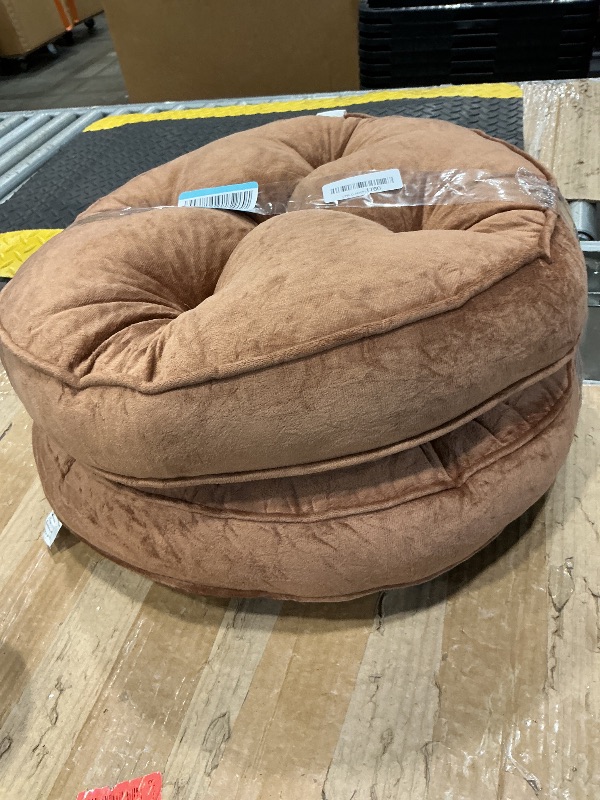 View 2 of 1 MIDDLE ONE Floor Pillow Set of 2, Memory Foam Meditation Cushion, Floor Cushions for Adults Sitting, Large Round Seat Cushions for Yoga, Living Room, 20x20 Inch (Round | Brown)