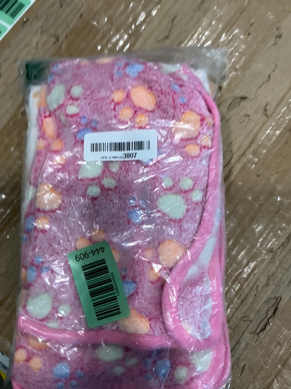 Photo 1 of 1 Pack 3 Blankets Super Soft Fluffy Premium Fleece Pet Blanket Flannel Paw Printed Throw for Dog Puppy Cat (Small 23x16'', Brown, Pink, White)