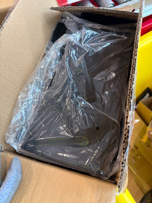 Photo 1 of **USED - MINOR DAMAGE**
LASZOLA 4 Drawer Narrow Dresser Slim Cabinet Skinny Storage Tower Chest, Ideal for Small Spaces Bathroom Bedroom, Between Washer and Dryer, Lightweight Mobile on Wheels, Sturdy Fabric Drawers, Black