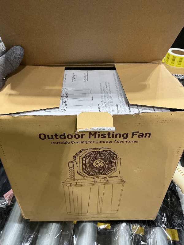 Photo 1 of **UNTESTED**
Portable Misting Fan, 24000mAh Camping Fan with 8L Bucket, 12Hrs Mist Rechargeable Fans, 60?Hrs Cooling Battery Powered Fans with 2 Spray Modes, 3 Winds, 68LED Lights for Outdoor Garden, Worksite