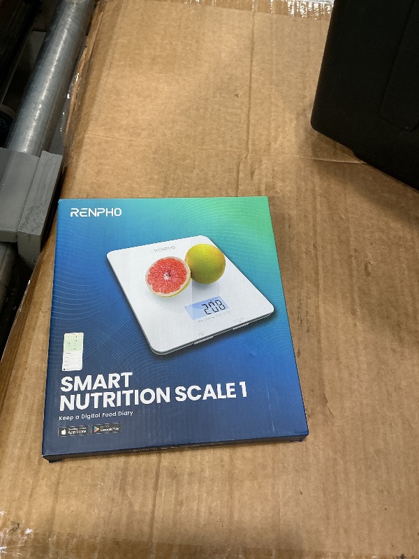 Photo 1 of **UNTESTED**
RENPHO Food Scale with Nutritional Calculator, Digital Kitchen Scale for Weight Loss, Smart Food Weight Scale with App for Macro Keto Calorie Cooking, Grams and Ounces, White, 11lb/5kg
