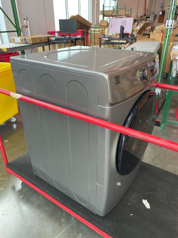 Photo 1 of *NON-FUNCTIONAL*
Kenmore 8.0 cu. ft. Front Load Electric Dryer with Wrinkle Guard & Accela Steam to Reduce Wrinkles, Static & Odors - Smart Sensor Drying - LED - ENERGY STAR Certified - Metallic Silver