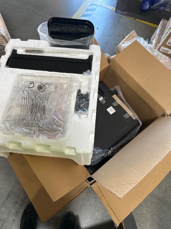 Photo 1 of ****UPDATED 8/2*** GE Profile™ Smart Indoor Pellet Smoker + Accessories Bundle, Includes Four 1lb Bag, Strainer, 20-pack of Drip Pan Liners, and Prep Tray, Stainless Steel, Carbon Black