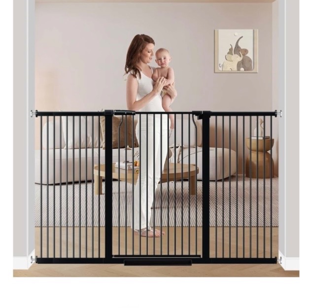 View 1 of
60.2"-65.7" Baby Gates Extra Wide, 40.5" Tall Dog Gate Indoor, Walk Through Pet Gates for Doorways Kitchen No Drilling Auto Close Pressure Mounted Safety Child Toddler Gate, Black