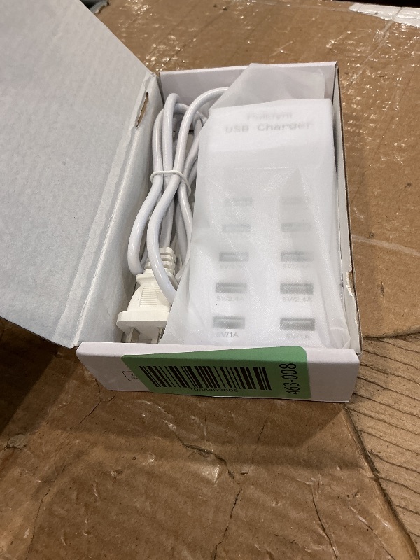Photo 1 of 10-Port USB Charger Station, smart Multiple Charging Block/USB Power Strip for Multiple Devices,Mobile Phones and iPads,Smart Watches Tablets (White)