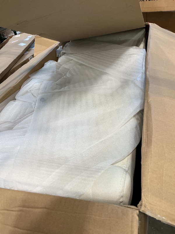 Photo 1 of ** MISSING HARDWARE **
Yaheetech Ottoman with Storage, 52" Storage Ottoman Bench with Safety Hinge, Upholstered Bench with Seating for Bedroom, Living Room, Holds up to 661 lb, Fresh White