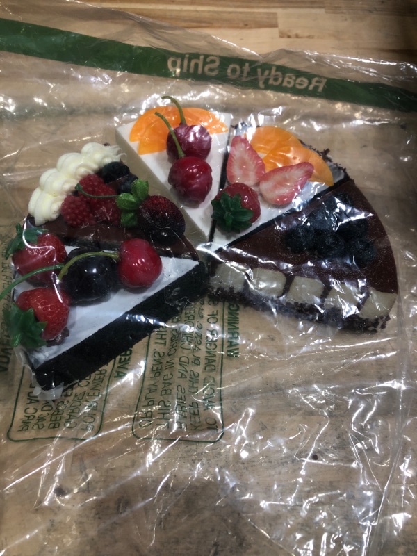 Photo 1 of [6-Pack] Faux Slice Cake - Artificial Desserts Replica for Kitchen and Bakery Shop Display (Multi)