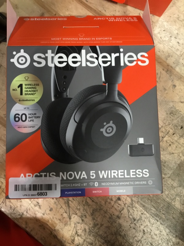 Photo 2 of SEE PHOTOS****SteelSeries Arctis Nova 5 Wireless Multi-System Gaming Headset   — Neodymium Magnetic Drivers — 100+ Audio Presets — 60 HR Battery — 2.4GHz or BT — ClearCast Gen2.X Mic — PC, PS5, PS4, Switch, Mobile