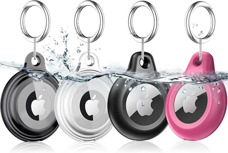 Photo 1 of 4 Pack Airtag Holder Air Tag Case with Keychain, Waterproof Shockproof & Dustproof Airtags Key Chain for Apple Air Tags, Airtag Accessories for Item Finders Case for Pets,Kids,Luggages,Key
