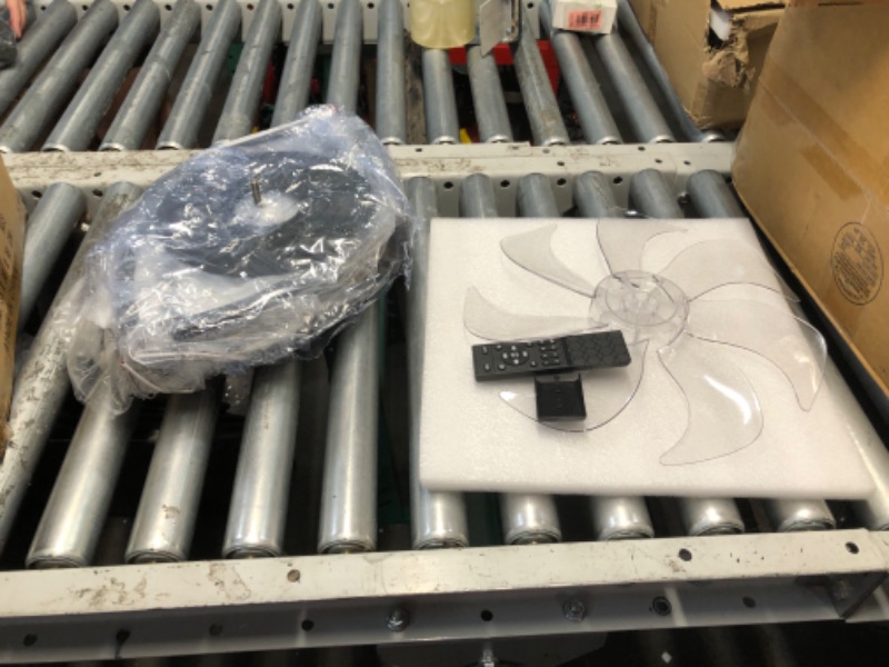 Photo 1 of ZHMDJDSH 35" Geometric Ceiling Fan with Light Remote Control, 6 Speeds 3 Colors, Black Low Profile Flush Mount Ceiling Fan for Kitchen Bedroom Living Room