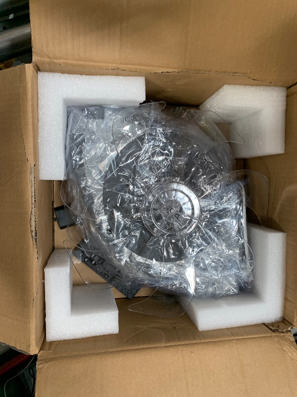 Photo 1 of ZHMDJDSH 35" Geometric Ceiling Fan with Light Remote Control, 6 Speeds 3 Colors, Black Low Profile Flush Mount Ceiling Fan for Kitchen Bedroom Living Room