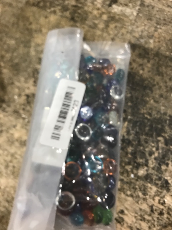 Photo 1 of 1 LB Mixed Color Flat Glass Beads, 160-180PCS Small Glass Marbles, Mini Flat Round Pebbles for Vase Filler and Floral, Fish Tank Rocks Decorative Gemstones for Home and Aquarium Décor