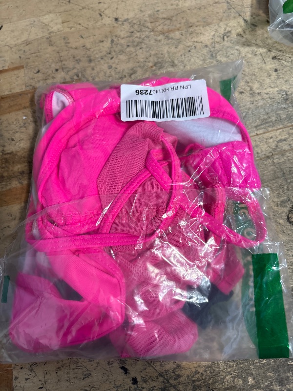 Photo 1 of Rave Outfits for Women - EDC Festival Neon Bodysuit Concert Swimsuit Mesh Buckle Crop Top Club Party 2 Pcs Set(Rose,XS,1017a)
