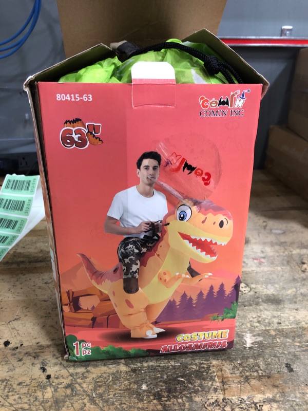 Photo 1 of **PARTIAL SET/MISSING BATTERY PACK** COMIN Inflatable Dinosaur Costume for Adults Ride on Blow Up T Rex Outfit for Halloween Party Cosplay Parades