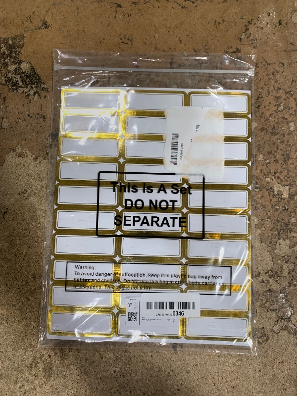 Photo 1 of 20 Sheets Printable Shipping Labels Matte White with Metallic Gold Border, Writable Printable Adhesive Sticker Blank Shipping Labels(30 Pieces/Sheet,1 x 2.7 Inch)