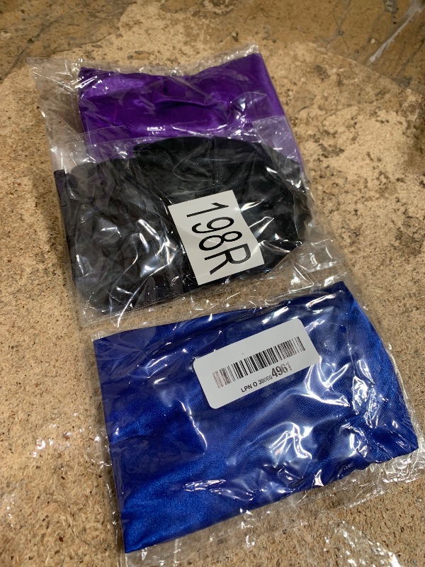 Photo 1 of 3 Pack Satin Bonnet Silk Hair Bonnet for Sleeping, Sleep Bonnets for Women Large Wide Soft Band Sleep Cap for Curly Hair Braids