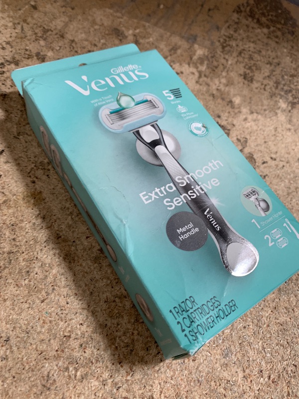 Photo 1 of Gillette Venus Extra Smooth Sensitive Razor for Women, Includes 1 Reusable Razor Handle + 2 Refills, for Sensitive Skin with Metal Handle and Shower Holder