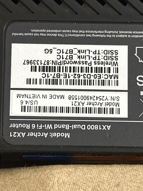 Photo 1 of **MINOR SCRATCHES ON ANTENNAS** TP-Link AX1800 WiFi 6 Router V4 (Archer AX21) – Dual Band Wireless Internet, Gigabit, Easy Mesh, Works with Alexa - A Certified for Humans Device, Free Expert Support