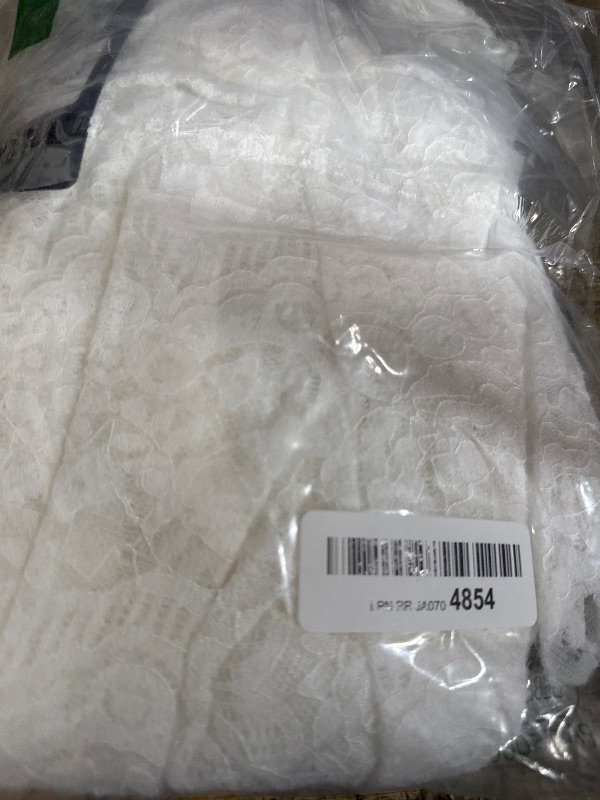 Photo 1 of (USED/FAIR) (MEDIUM) (BAGGED) LUXVEER Lace Tops for Women Dressy Casual Blouses Puff Long Sleeve V Neck Button Down Business Work Shirts White M