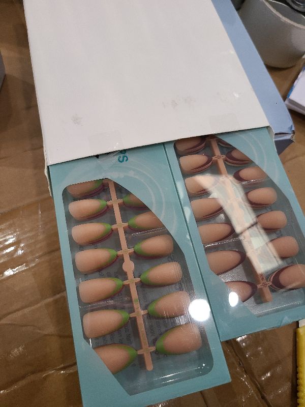 Photo 1 of 300Pcs French Gel Nail Tips Almond, Vansiho Medium Nail Tips, Pre-French Tips Press on Nails, Acrylic Fake Nails for Nail Art DIY 15 Sizes