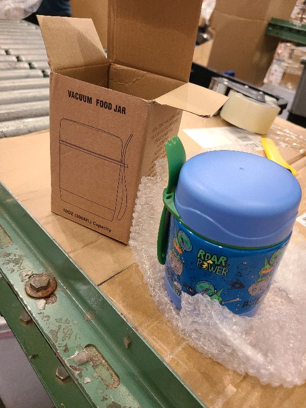 Photo 1 of 10oz Soup Thermo for Hot Food Kids,Lunch Thermo Kids Food Jar with Spoon Hot Insulated Food Containers,Leak Proof Stainless Steel Wide Mouth Lunch Food Thermo Jar for School(Blue-Dinosaur)