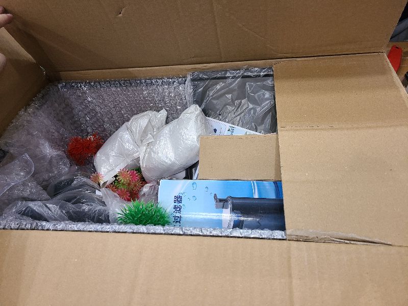 Photo 1 of (Tank + Light + Filter + Filter Balls) Turtle Tank Kit, Turtle Tank Starter Kit,Bottom Drainage, Multi-Function Areas for Turtles, Crabs,Fishes, Amphibians,Reptiles. (21.65 × 12.28 × 12.28 Inch)