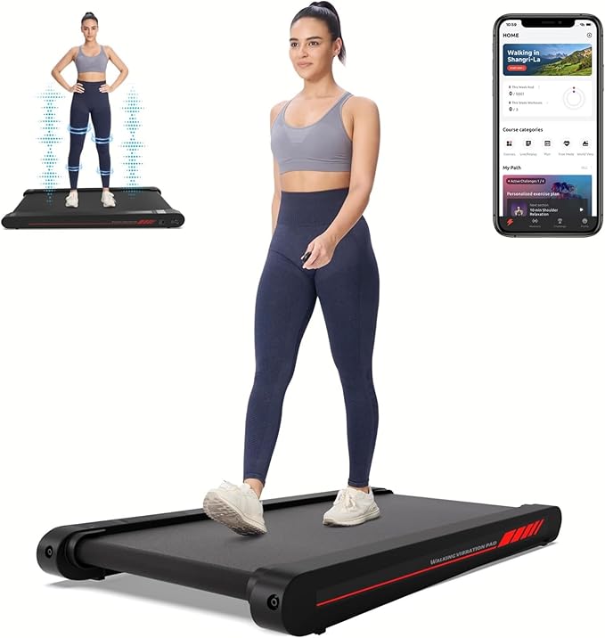 Photo 1 of **MSRP 209.99** Walking Treadmill Pad with APP, 3 in 1 Under Desk Treadmill, 400W Low Noise Walking Vibration Pad with Remote Control,Portable Treadmills for Home Office