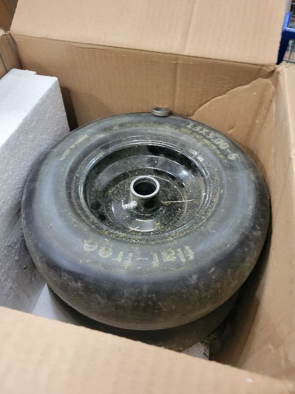 Photo 1 of 13x5.00-6 Flat-Free Solid Lawn Mower Tires 2-Pack | 500 lbs Capacity | 3/4" & 5/8" Bearing/Bushing | Fits Zero Turn Front, Riding Mowers & Tractors | Residential/Commercial Black Wheels