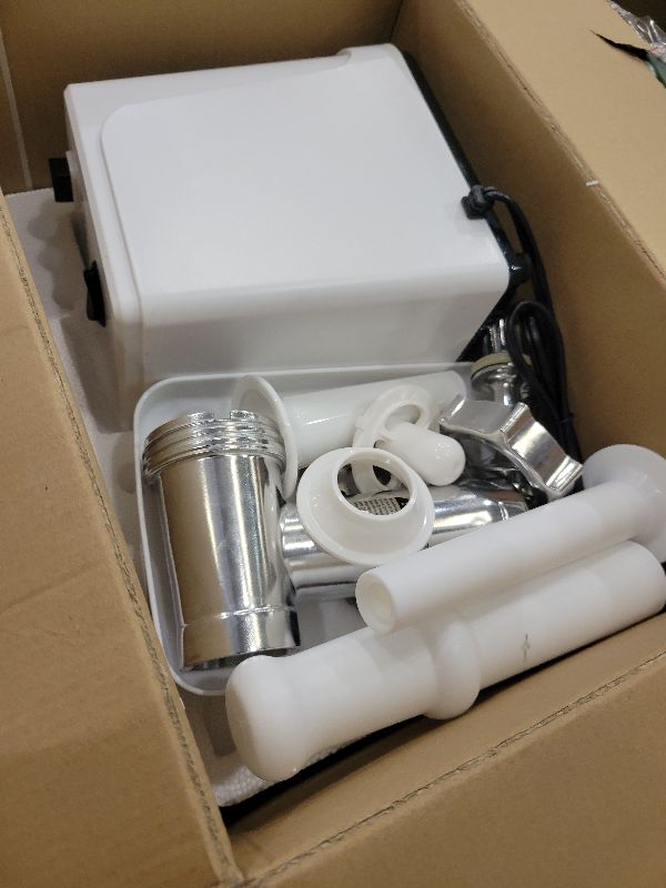 Photo 1 of 2500W Max Electric Meat Grinder & Sausage Stuffer - Mincer Machine with 1 Blade And 3 Plates, 3 Tubes & Kubbe Kit for Home Kitchen Use Oaomi ?White?