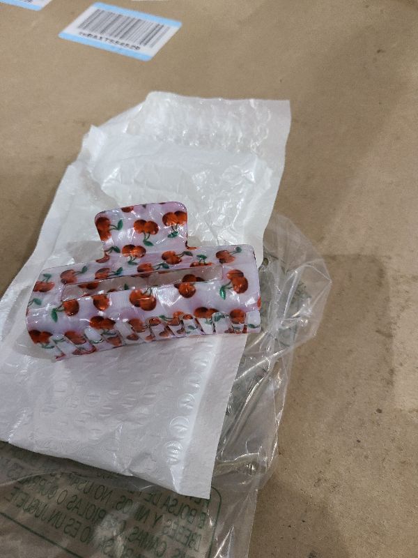 Photo 1 of 1 Pack Cherry Hair Claw Clips Acrylic Hair Clip Square Shape Non-Slip Hair Jaw Clip Cute Strong Hold Red Cherry Hair Catch Barrettes Fruit Hair Clamp Spring Summer Hair Accessories for Women Girls