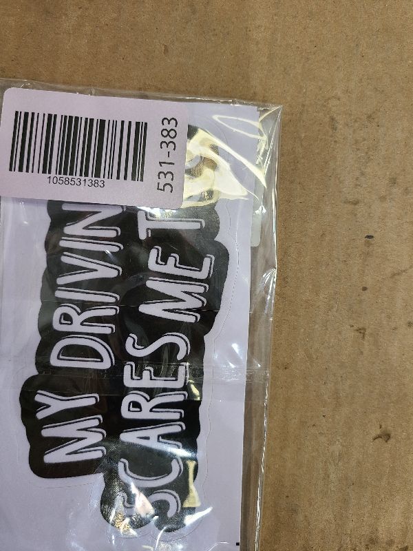 Photo 1 of 2 pcs Funny Car Bumper Sticker, My driving scares me too design,8 Inch Vinyl Decal, Waterproof, Die-Cut for Cars, Windows, Laptops