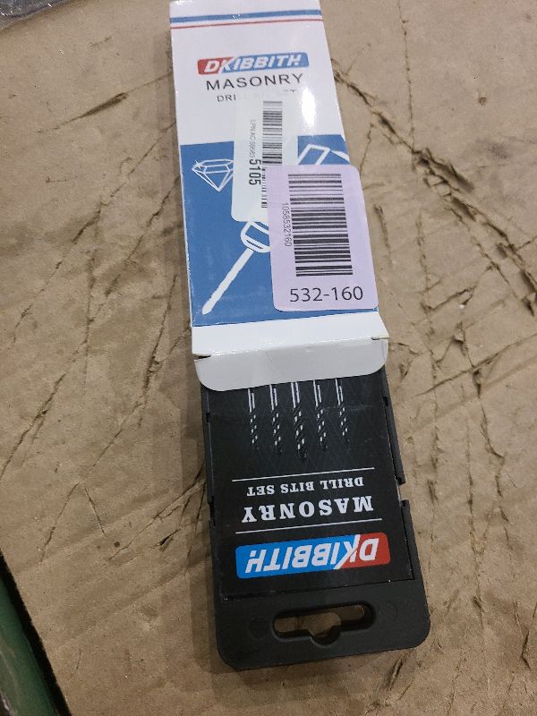 Photo 1 of 10-Piece Masonry Drill Bit Set for Concrete Tile Glass Ceramic Brick,1/8 to 1/2 Inch Drilling Bits with Triangle Handle,Tungsten Steel Alloy Tip.?Black?