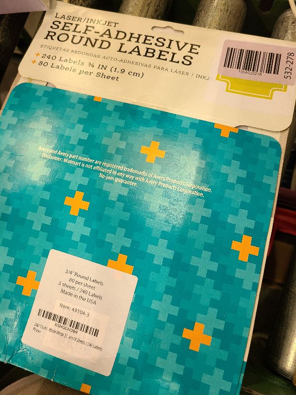 Photo 1 of 240 Count - Matte White 3/4" Round Stickers– 80 Per Sheet – Printable Small Circle Labels for Inkjet & Laser Printers (3 Sheets / 240 Labels)