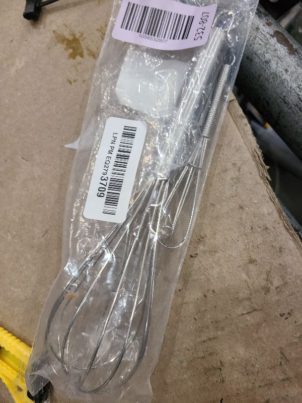 Photo 1 of 10 inch Stainless Steel Whisk, 5 inches for mixing small amounts of liquids, milkshakes, coffee, juice, etc. 2-piece set (buy 10 inches and get 5 inches as a gift) silver