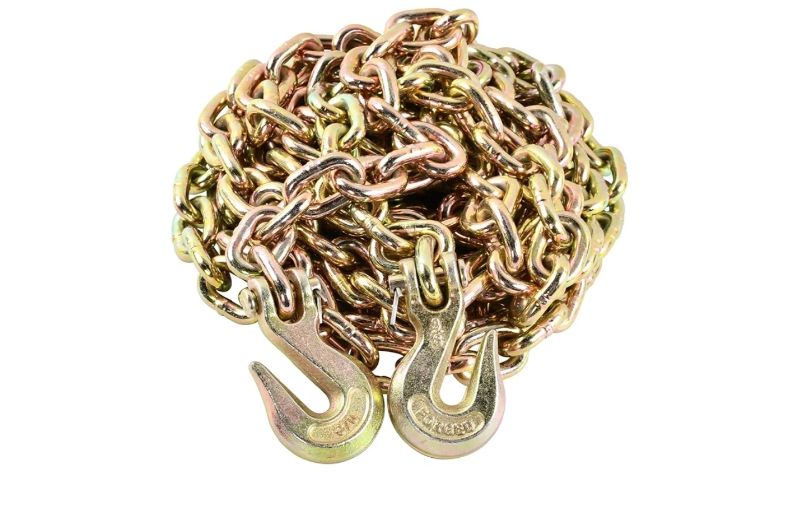 Photo 1 of 3/8" x 20 FT G70 Transport Tow Chain with Grab Hooks 6600 Lbs Working Load for Transport Tie Down Binder Chain Flatbed Truck Trailer