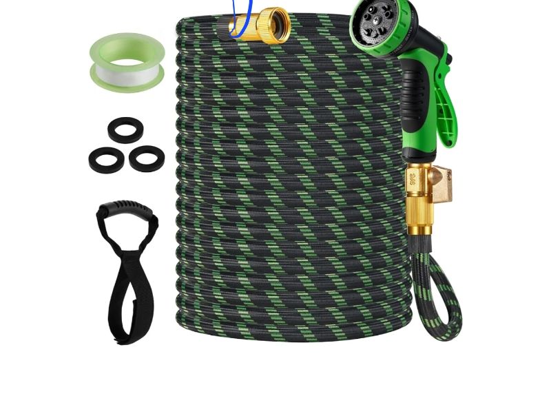 Photo 1 of 25ft Lightweight Flexible Garden Hose, Non-Expandable Water Hose with 10-Function Spray Nozzle for Yard,Outdoors,RV
